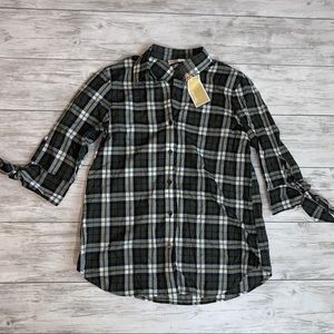 Michael Michael Kors Green Plaid Top XS NWT
